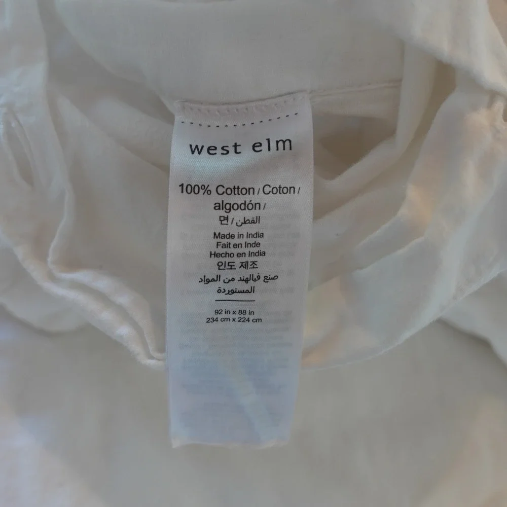 West Elm Cotton Duvet Cover Full Queen 92x88 White Textured Geometric Matelasse‎